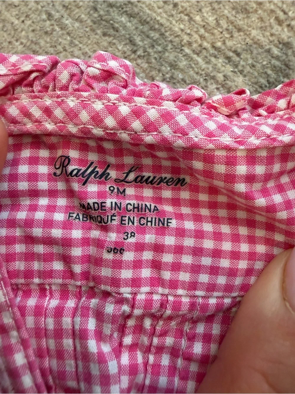 Ralph Lauren Pink Gingham Infant Romper